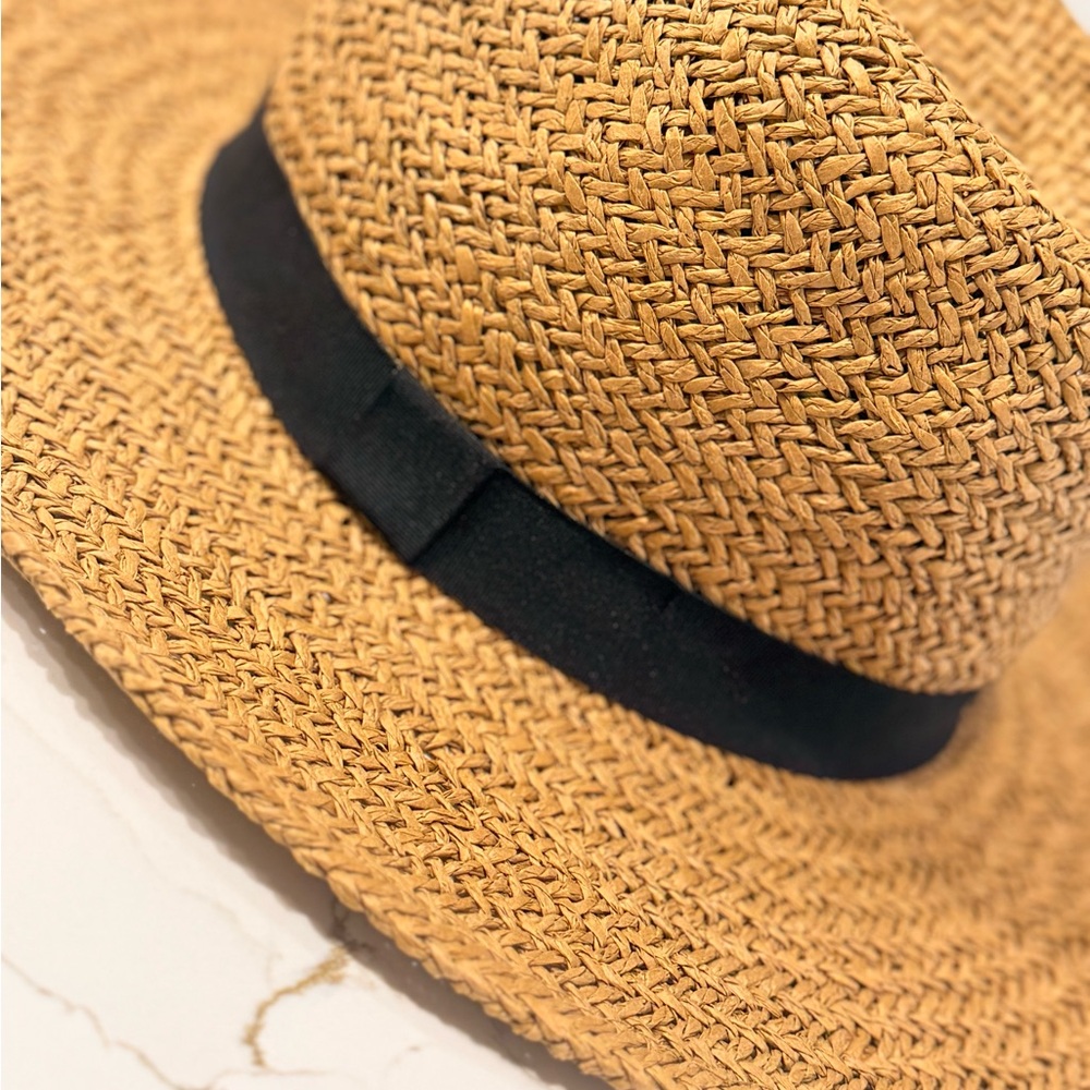 Zara Tan Straw Hat with Black Band